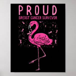 Póster Sobreviviente Flamingo Cáncer de Mama Rosa Sensibi