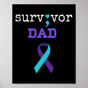 Póster Sobreviviente papá - obsequio de semicolón Prevenc