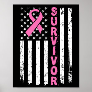 Póster Sobreviviente rosa de la cinta o cáncer de mama a