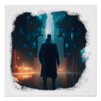 Póster Sobreviviente solitario en una ciudad posapocalípt