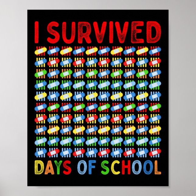 Póster Sobrevivió A 100 Días De Escolaridad De Niños Maes (Frente)