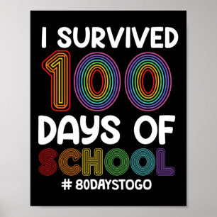 Póster Sobrevivió A 100 Días De Escuela 80 Días Para Ir A