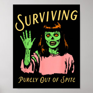 Póster Sobrevivir Puramente De Ste Retro Zombie Halloween