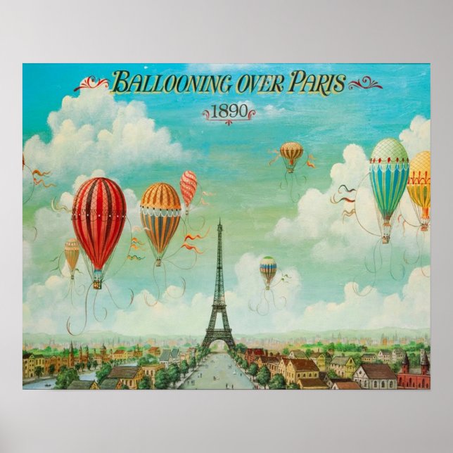Póster Sobrevolando París en globo (Frente)