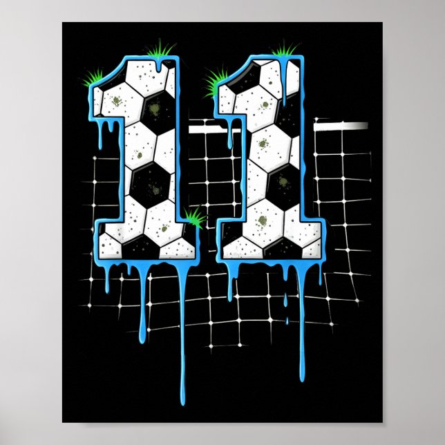 Póster Soccer 11 Year Old Ice Cream Drip Youth 11th Birth (Frente)