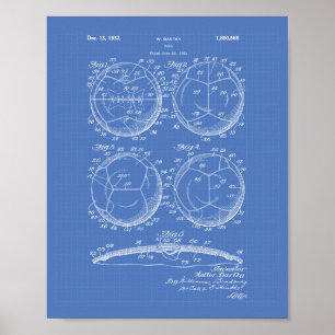 Póster Soccer Ball 1932 Patent Art - Blueprint