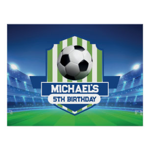 Póster Soccer Birthday banner backdrop 