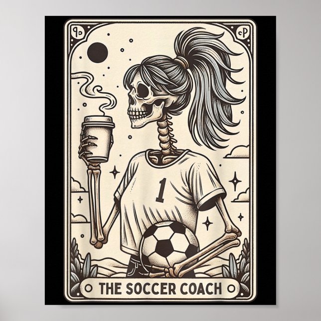 Póster Soccer Coach Tarot Card Halloween Skeleton Soccer  (Frente)