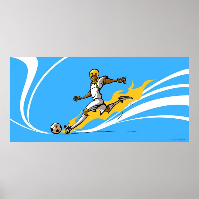 Póster Soccer player kicking a soccer ball (Frente)