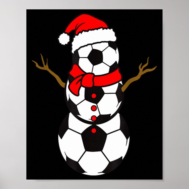 Póster Soccer Santa Hat Snowman Xmas Funny Soccer Lover C (Frente)