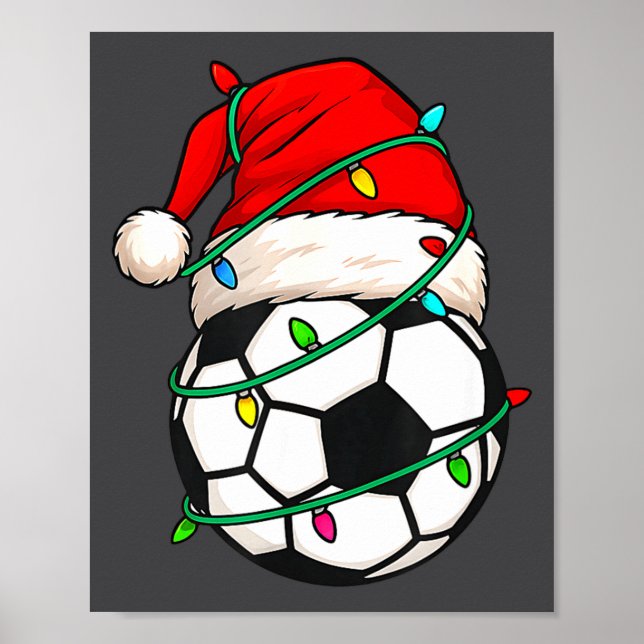 Póster Soccer With Santa Hat Funny Christmas Xmas Gift  (Frente)