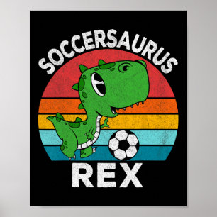 Póster Soccersaurus Rex Dinosaur de Fútbol Para Niños Niñ