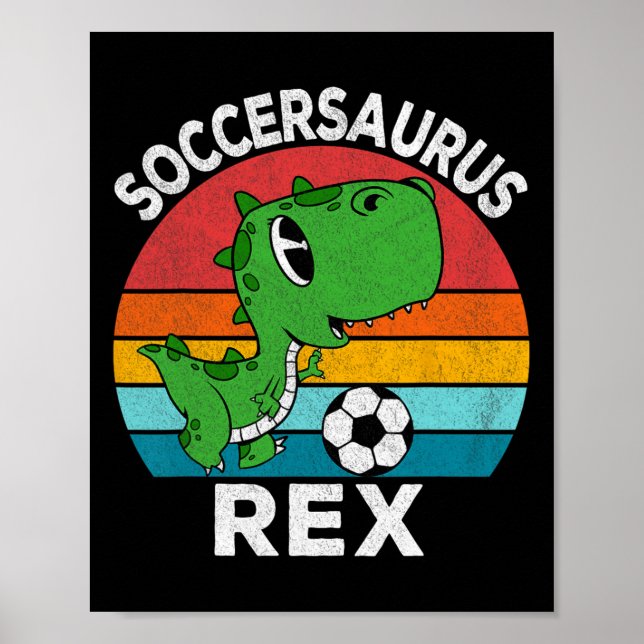 Póster Soccersaurus Rex Dinosaur de Fútbol Para Niños Niñ (Frente)