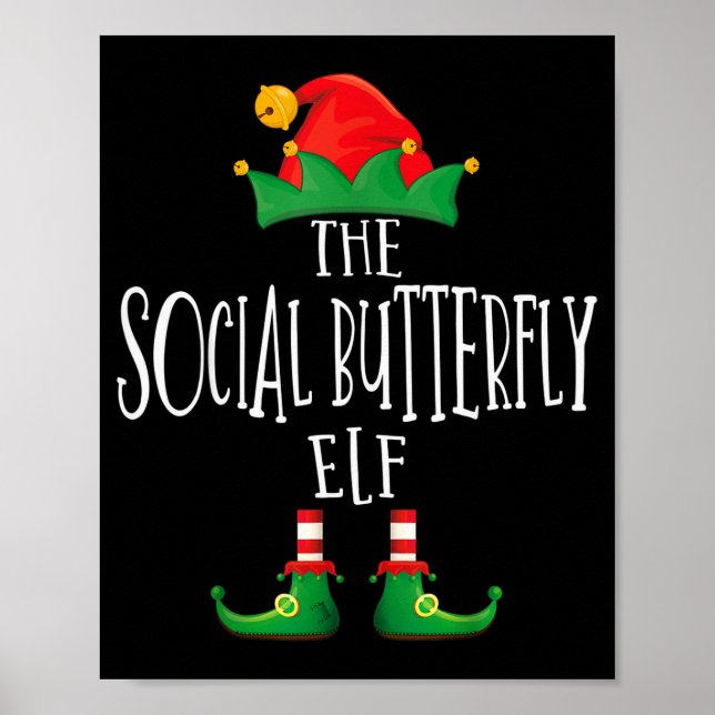 Póster Social Butterfly Elf Shirt Family Matching Group C (Frente)