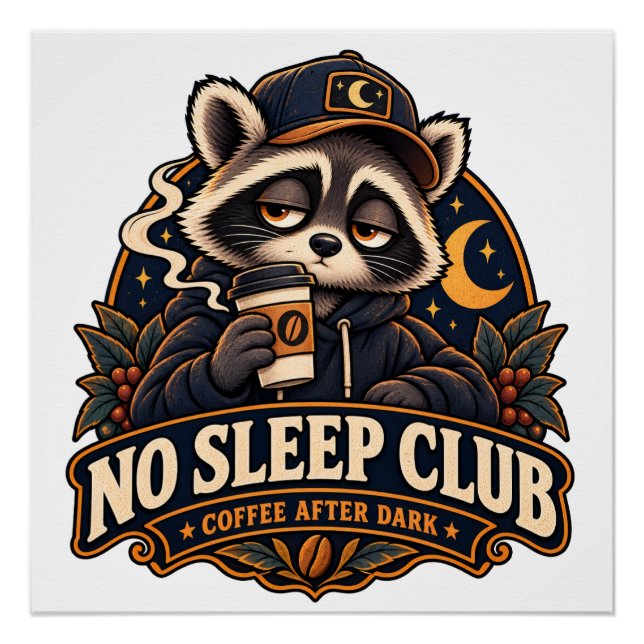 Póster Sociedad de Café Mapache Retro (Anverso)