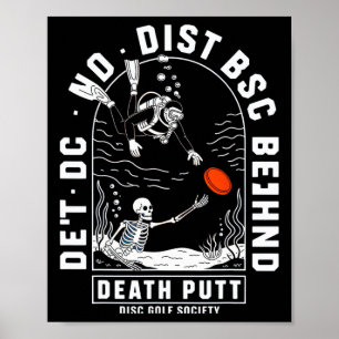 Póster Sociedad de Disc Golf Death Putt Scu Diver Hallowe