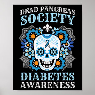 Póster Sociedad de Páncreas Muerto Diabetes Conciencia Su