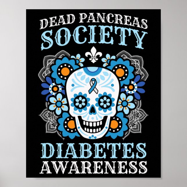 Póster Sociedad de Páncreas Muerto Diabetes Conciencia Su (Frente)
