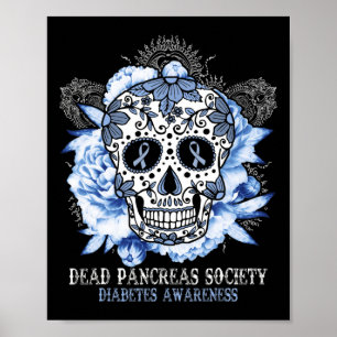 Póster Sociedad de Páncreas Muerto Diabetes Conciencia Su