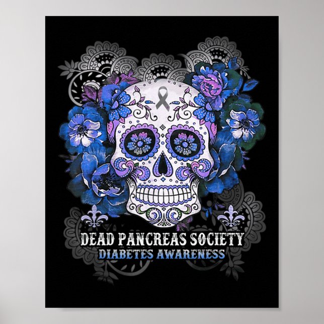 Póster Sociedad de páncreas muerto Sugar Skull diabetes c (Frente)