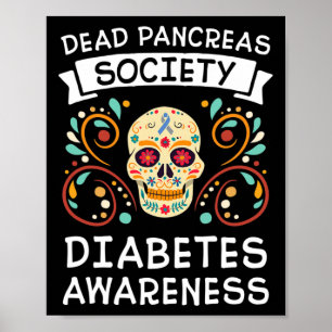 Póster Sociedad de páncreas muerto T1D Tipo 1 Conciencia