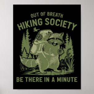 Póster Sociedad De Senderismo De Raccoon Divertidos Hombr