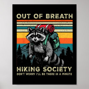 Póster Sociedad De Senderismo Raccoon Senderismo Vintag
