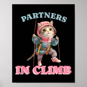 Póster Socios En La Subida Diseño Divertido De Escalada E