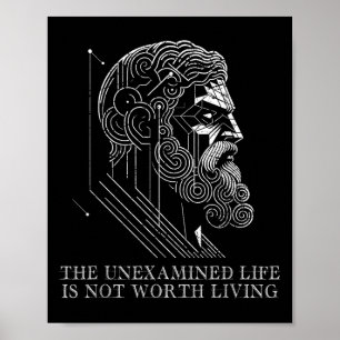 Póster Sócrates cita el estoicismo diciendo vida no exami