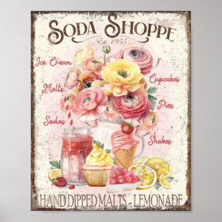 Póster Soda Shoppe Poster Ice Cream Floram Wall Art
