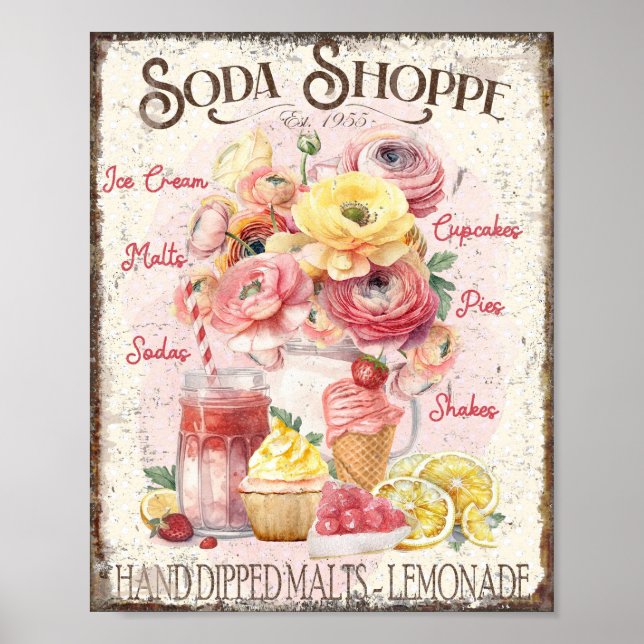 Póster Soda Shoppe Poster Ice Cream Floram Wall Art (Frente)