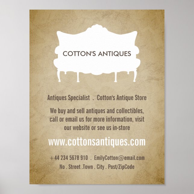 Póster Sofá de época, Papel de época, Distribuidor de ant (Frente)