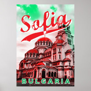 Póster Sofía, Bulgaria, afiche vintage