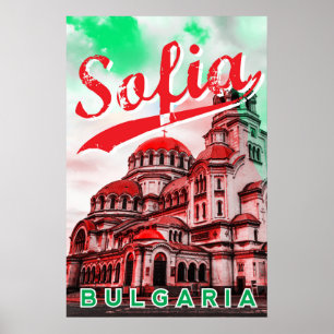 Póster Sofia, Bulgaria, cartel antiguo
