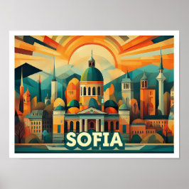 Póster Sofia Bulgaria Viajes artísticos coloridos