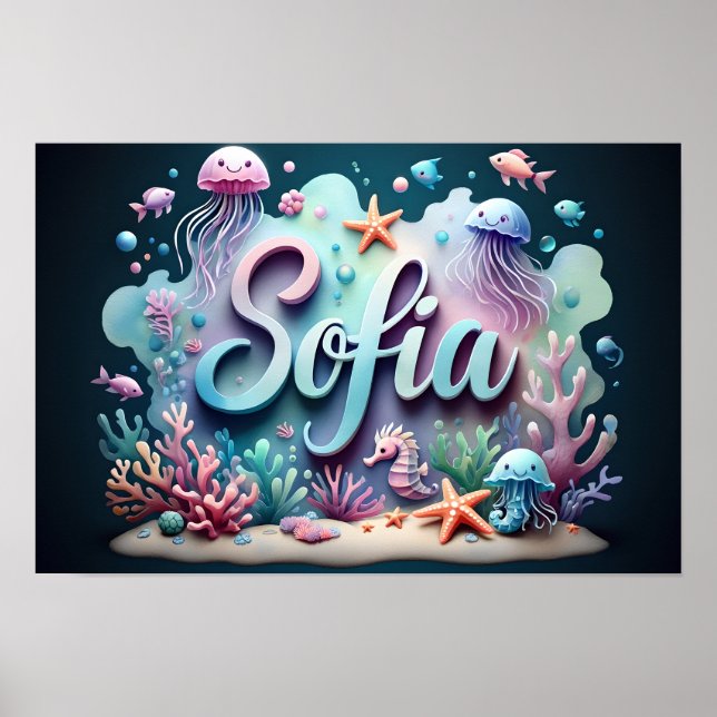 Póster Sofia Ocean Nursery Underwater Sea Animals (Frente)