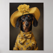 Sofisticado Dachshund en amarillo