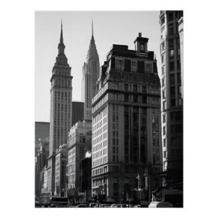 Póster Sofisticado Edificio De Ciudad Blanca Y Negra