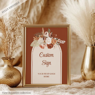 Póster Sofisticado Terracotta Pampas Sage Boho Floral