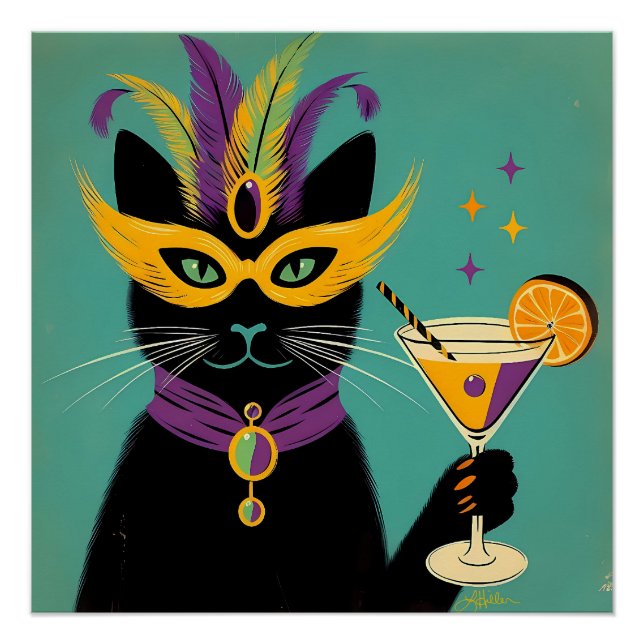 Póster Sofisticados Es hora del Martini de Mardi Gras (Anverso)