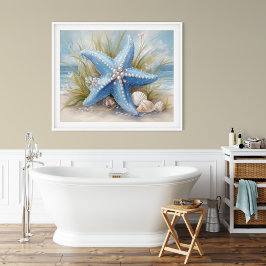 Póster Soft Blue Starfish Coastal Wall Art Print | Poster