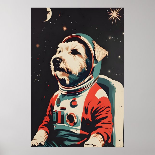 Póster Soft Coated Wheaten Terrier Astronaut Poster (Frente)