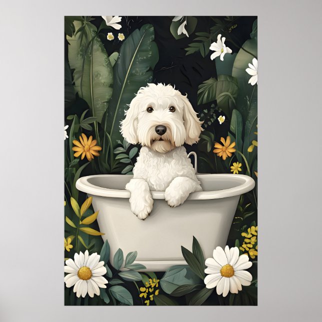 Póster Soft Coated Wheaten Terrier In Bathtub Poster (Frente)