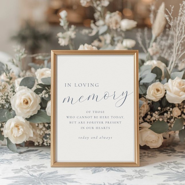Póster Soft Dusty Blue In Loving Memory Wedding Sign (Subido por el creador)