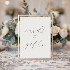 Póster Soft Dusty Blue Wedding Cards and Gifts Sign
