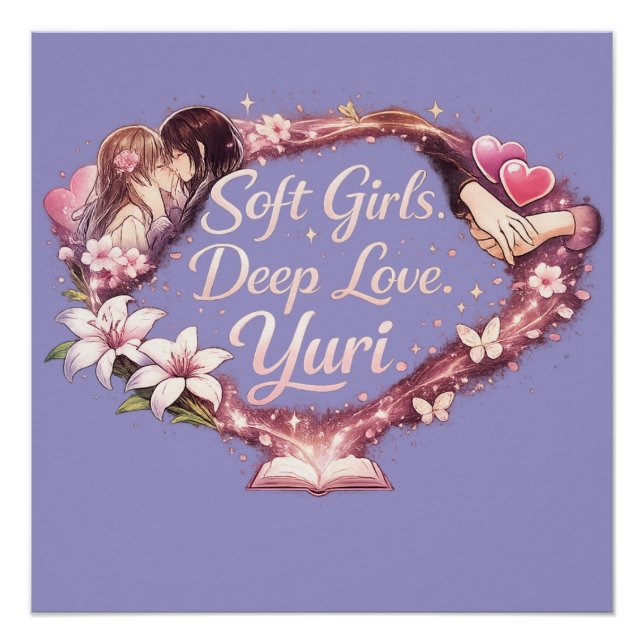 Póster Soft Girls. Deep Love. Yuri. | Romantic GL Anime (Anverso)