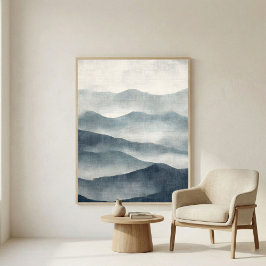 Póster Soft Indigo Abstract Terrain Wall Art