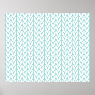 Póster Soft Mint Yarn Chevrons Knit Pattern Customizable