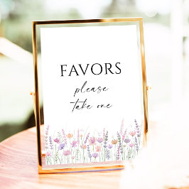Póster Soft Pastel Floral Wildflower Wedding Favors Sign