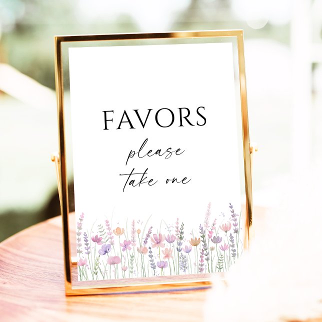 Póster Soft Pastel Floral Wildflower Wedding Favors Sign (Subido por el creador)